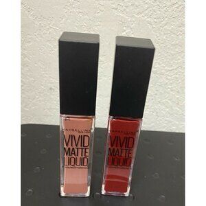 Lot 2 Maybelline Vivid Matte Liquid Lipstick #5 Nude Thrill, #36 Red Punch